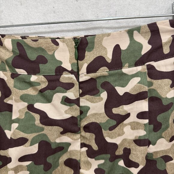 Zara Camo Shirt Skirt Set Womens XS Green Camouflage 2 Piece Military Utility - Picture 13 of 16
